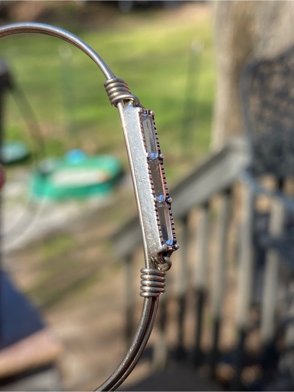Luca + Danni Silver Baguette Crystal Bar Wire-Wrapped Bracelet Dainty Bangle - Picture 11 of 16